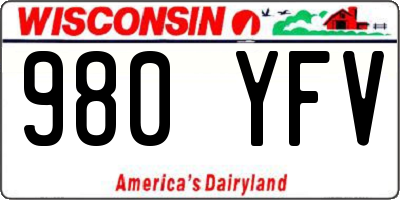 WI license plate 980YFV