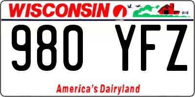 WI license plate 980YFZ