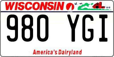 WI license plate 980YGI