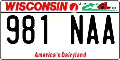WI license plate 981NAA