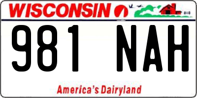 WI license plate 981NAH