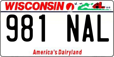WI license plate 981NAL