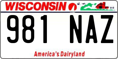 WI license plate 981NAZ
