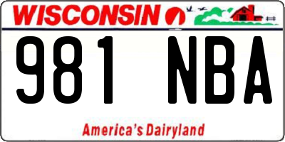 WI license plate 981NBA