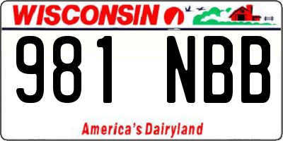 WI license plate 981NBB