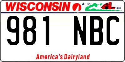 WI license plate 981NBC