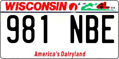 WI license plate 981NBE