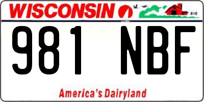 WI license plate 981NBF