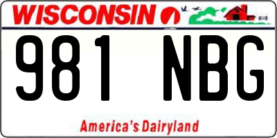 WI license plate 981NBG