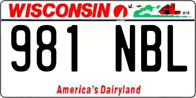 WI license plate 981NBL