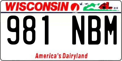 WI license plate 981NBM
