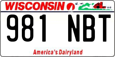 WI license plate 981NBT