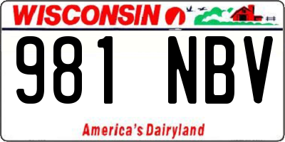 WI license plate 981NBV