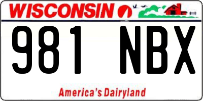 WI license plate 981NBX