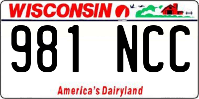 WI license plate 981NCC