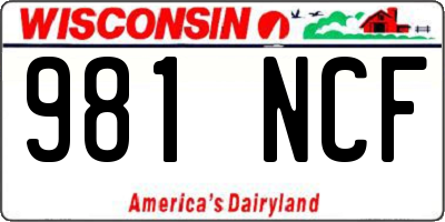 WI license plate 981NCF