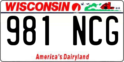 WI license plate 981NCG