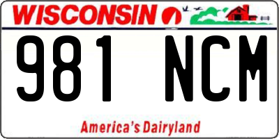 WI license plate 981NCM