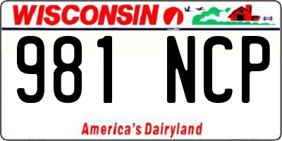 WI license plate 981NCP