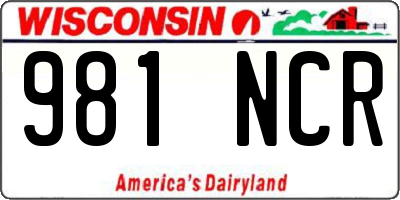 WI license plate 981NCR