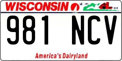 WI license plate 981NCV