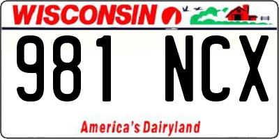 WI license plate 981NCX