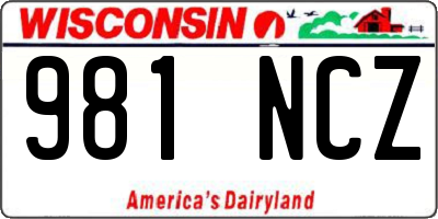 WI license plate 981NCZ