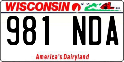 WI license plate 981NDA
