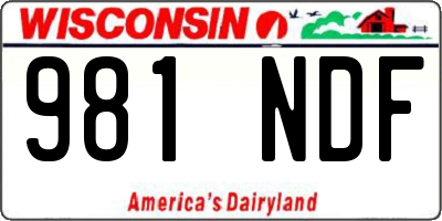 WI license plate 981NDF