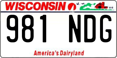 WI license plate 981NDG
