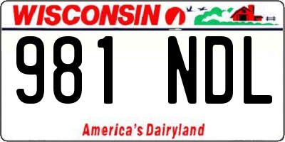 WI license plate 981NDL