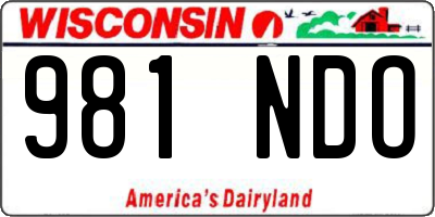 WI license plate 981NDO