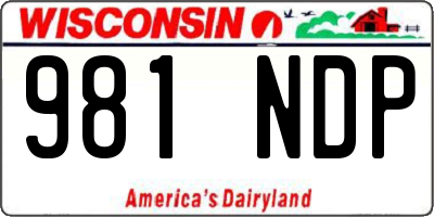 WI license plate 981NDP