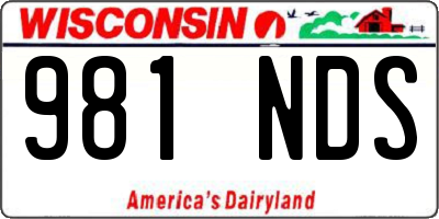 WI license plate 981NDS