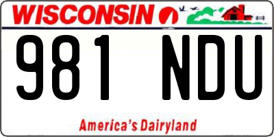WI license plate 981NDU