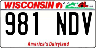 WI license plate 981NDV