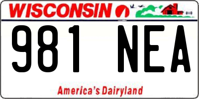 WI license plate 981NEA