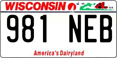 WI license plate 981NEB