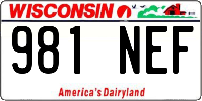 WI license plate 981NEF
