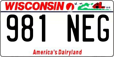 WI license plate 981NEG