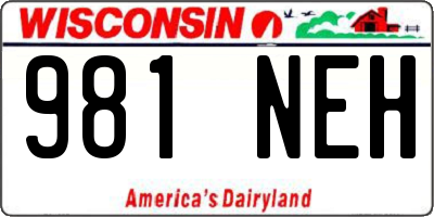 WI license plate 981NEH