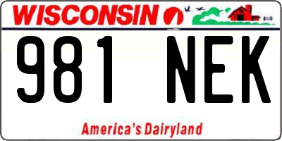 WI license plate 981NEK