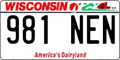 WI license plate 981NEN