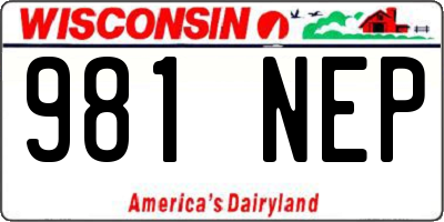 WI license plate 981NEP