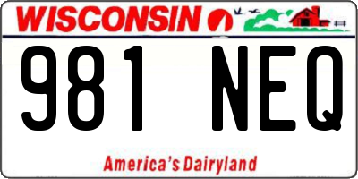 WI license plate 981NEQ