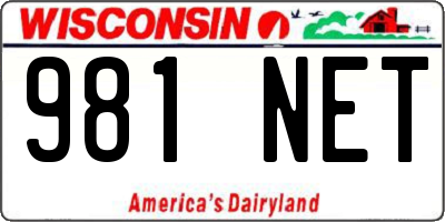 WI license plate 981NET