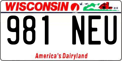 WI license plate 981NEU