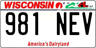 WI license plate 981NEV