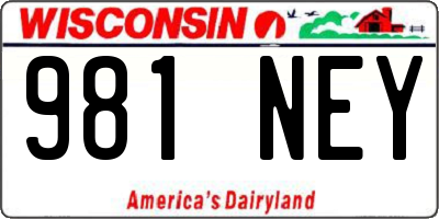 WI license plate 981NEY