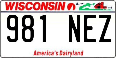 WI license plate 981NEZ